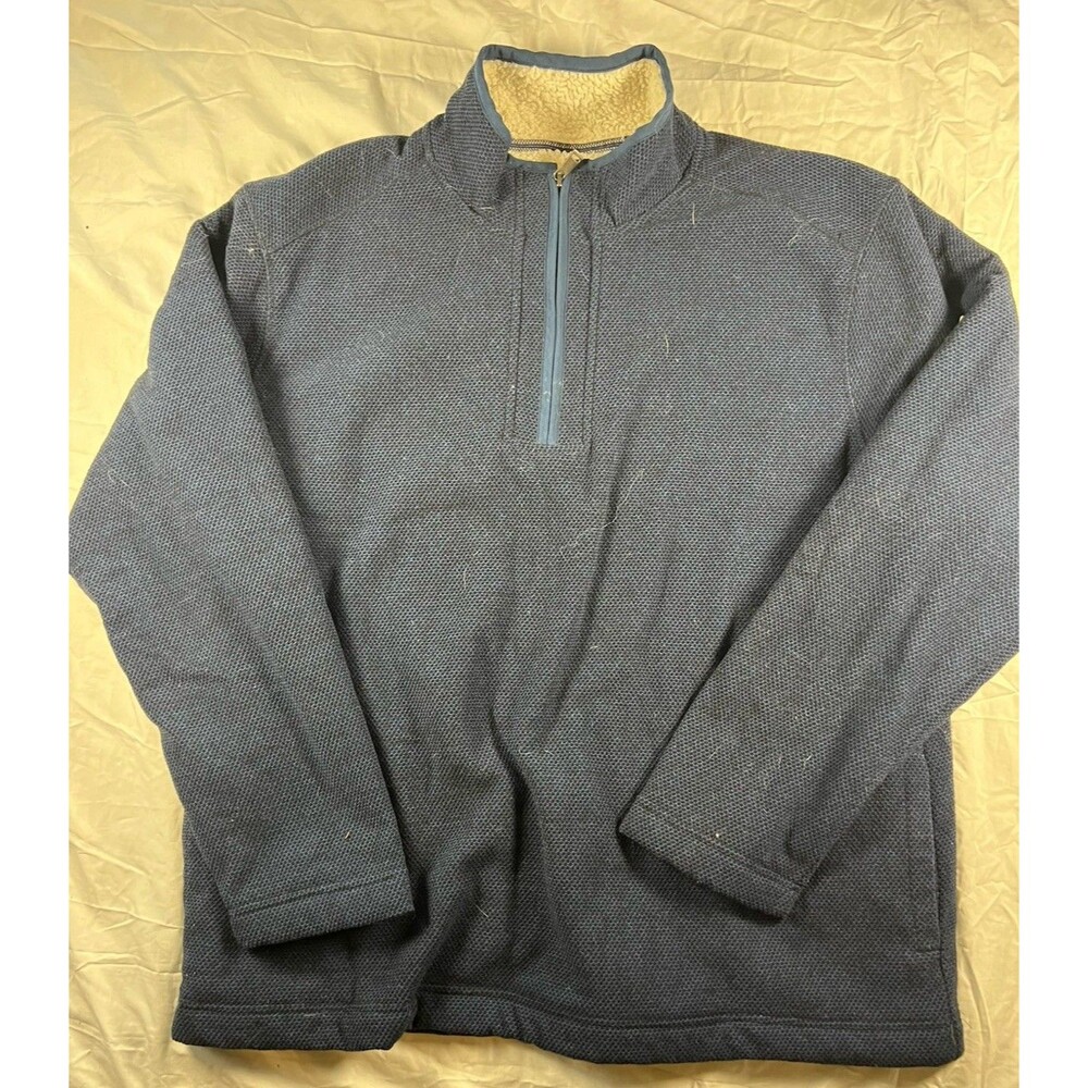 Orvis Sherpa Fleece Quarter Zip Pullover Mens XL Blue Lined Outdoor Sweater